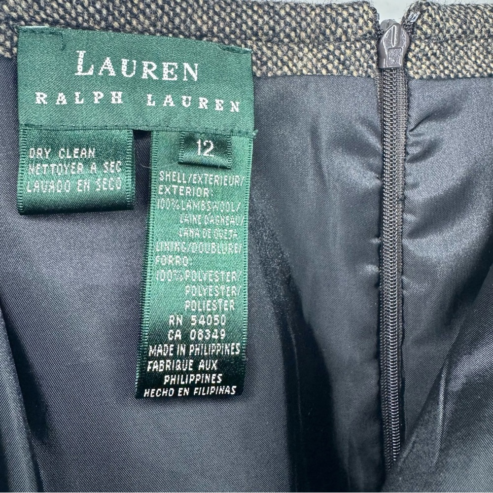 Lauren Ralph Lauren Tweed Lambswool Brown Pencil Skirt Women’s 12 - Picture 4 of 5